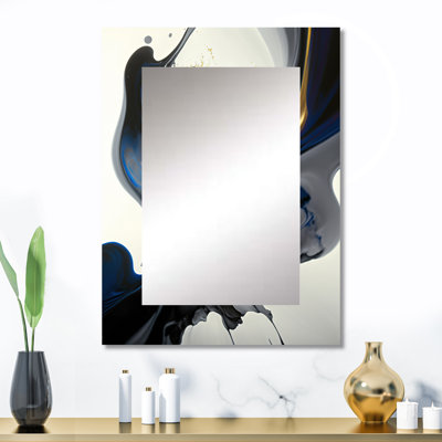 Bright Blue Smooth Abstract I - miroir spirales abstraites, miroir mural décoratif moderne, impression d'art en métal