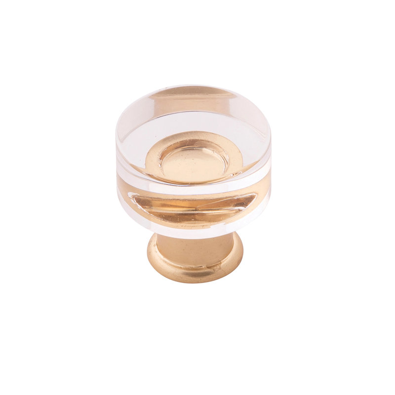 Bouton rond de la collection Midway - Bouton d'armoire de 1 po de diamètre en acajou avec laiton doré brossé - Quincaillerie contemporaine pour tiroirs et armoires