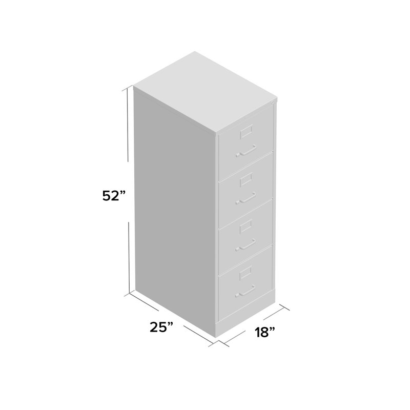 18 " Wide 4 Steel Vertical Filing Cabinet, Light Gray
