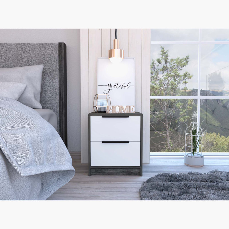 Eter 16.1'' W Nightstand, Smokey Oak/White