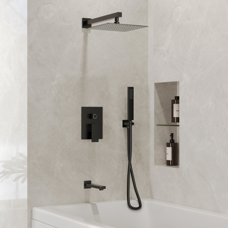 Pressure Balance Shower System 10" Rainfall Tub And Shower Faucet With Rough-In Valve