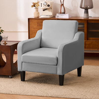 Accent Chair for Living Room, Modern Velvet Living Room Chairs with Wide Backrest, Upholstered Comfy Chair with Cushion, Oversized Sofa Chair with Wood Legs, Single Armchair