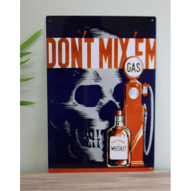 Retro Advertising Skull Gas Whiskey Sign