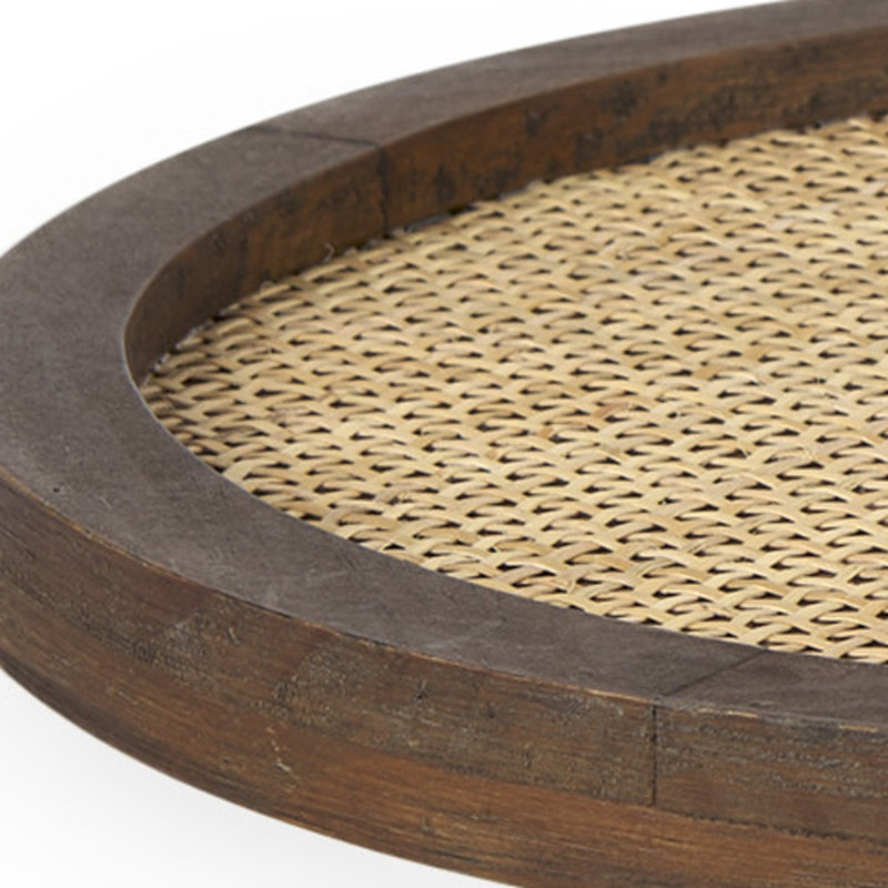 16" Natural Wicker Handmade Round Serving Tray