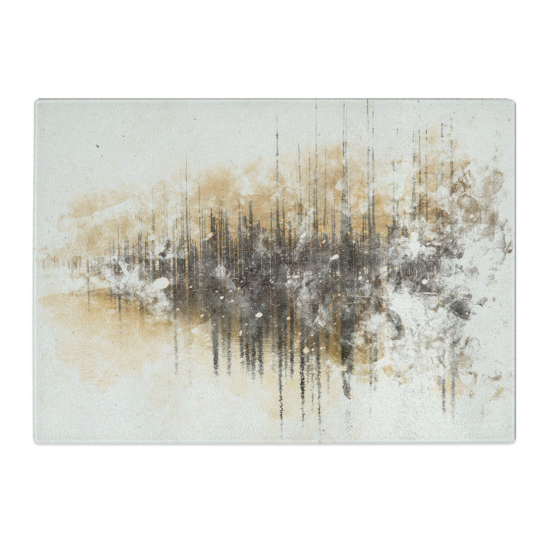 Tempered Glass Winter in Cuejdel Lake in Romania Watercolour Chopping Board