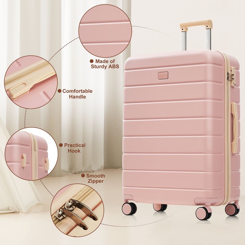 Ensemble de valises rigides 6 pièces avec serrure TSA, ensemble de valise à roulettes 16/20/24/28 pouces avec sac de voyage extensible et trousse de toilette imperméable, poignée réglable