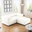 Chenille blanche moderne avec 2 sièges et rangement, cylindrique, revêtement d'ameublement doux et élégant 2-759010665