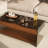 43'' W Rectangular Coffee Table with Tempered Glass Top, Walnut Finish, Drawers & Open Shelf