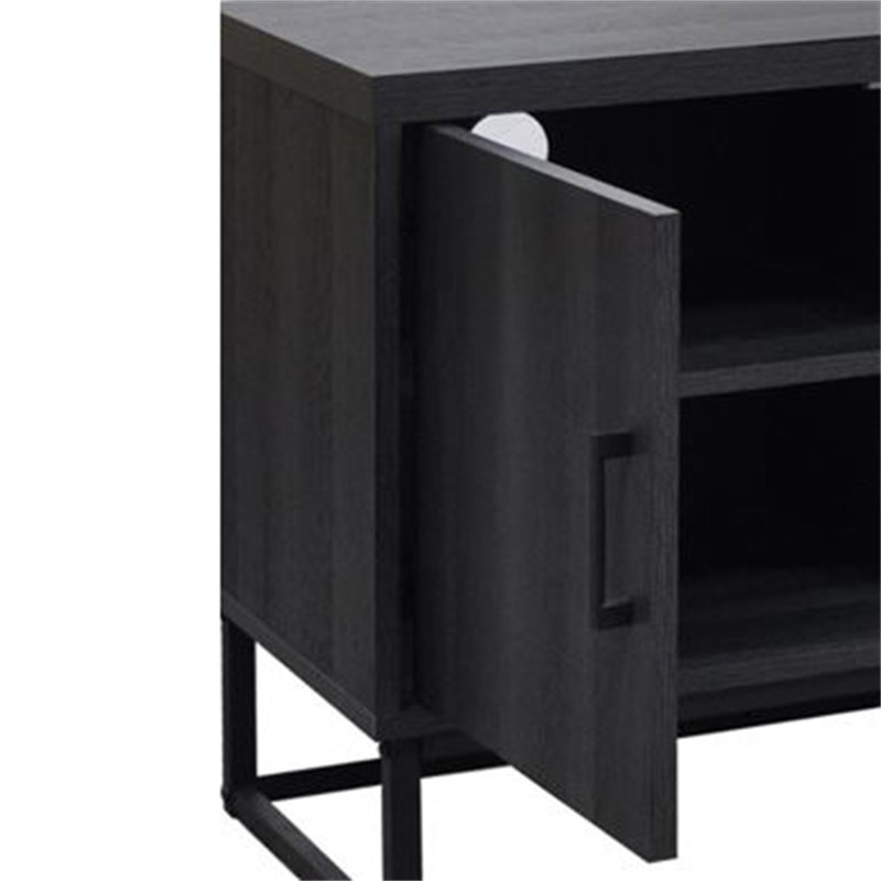 47 po Meuble télé en bois avec 2 armoires de rangement pour téléviseur de 50 po ou moins, Gris anthracite