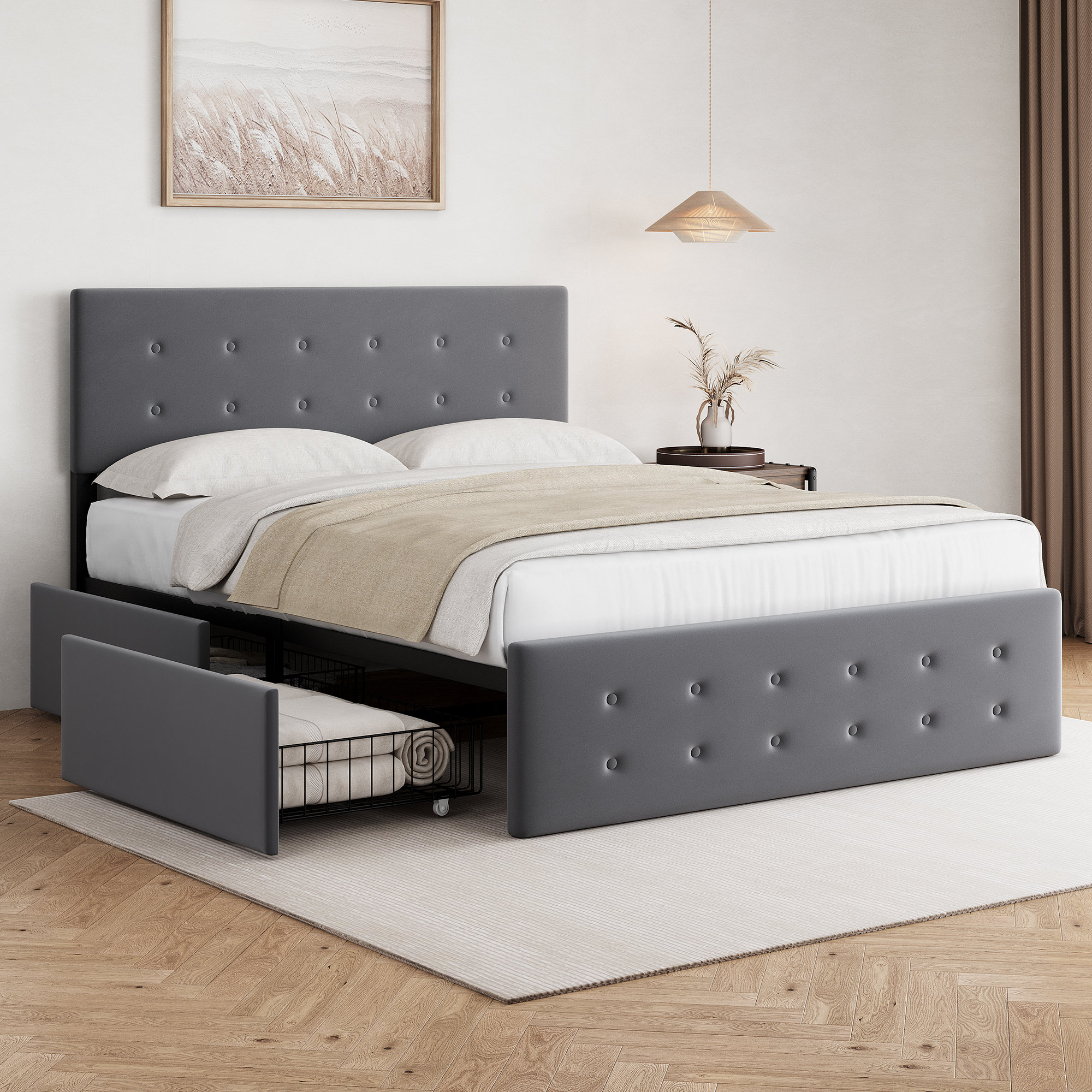 Hokku Designs Sandia Upholstered Slat Storage Bed | Wayfair