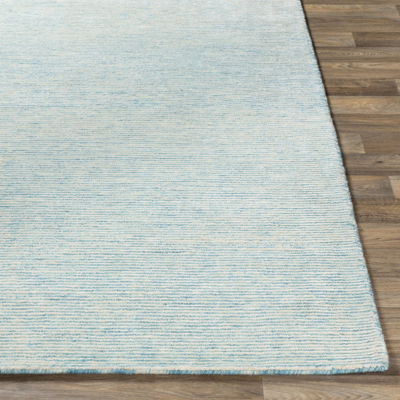 Tapis bleu turquoise touffeté à la main solid Gonzalas, Rectangle 2 pi x 3 pi
