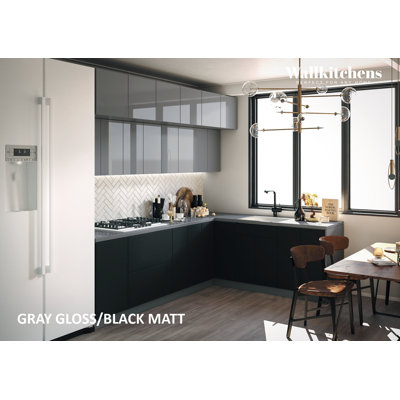Cuisine moderne pleine grandeur en panneau de fibres à densité moyenne l 108 po x P 85 po x H 96 WALLKITCHENS 