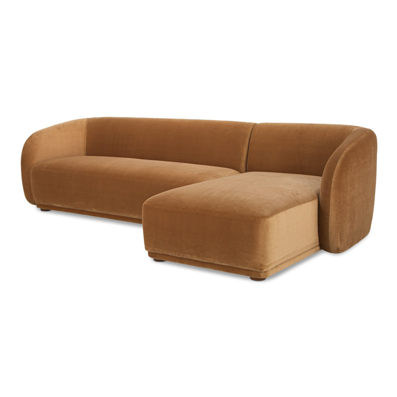 Canapé modulaire à 2 pièces de 112 po Penelope, Orienté à droite, Faux mohair chameau