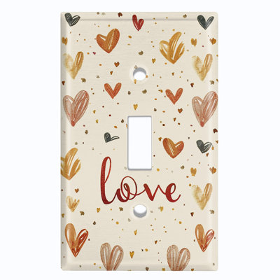 Couvercle de plaque d'interrupteur en métal; Bascule à 1 taille US standard - Love Hearts