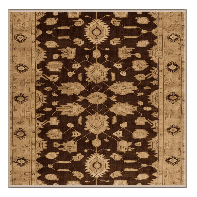 Tapis brun lavable à la machine, Carré 7 pi
