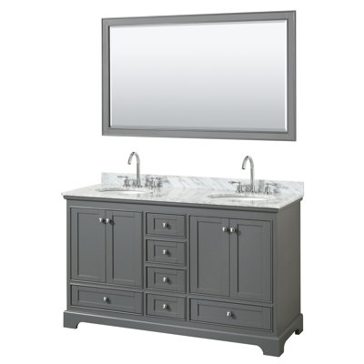 Deborah 60'' Double Bathroom Vanity with Marble Top