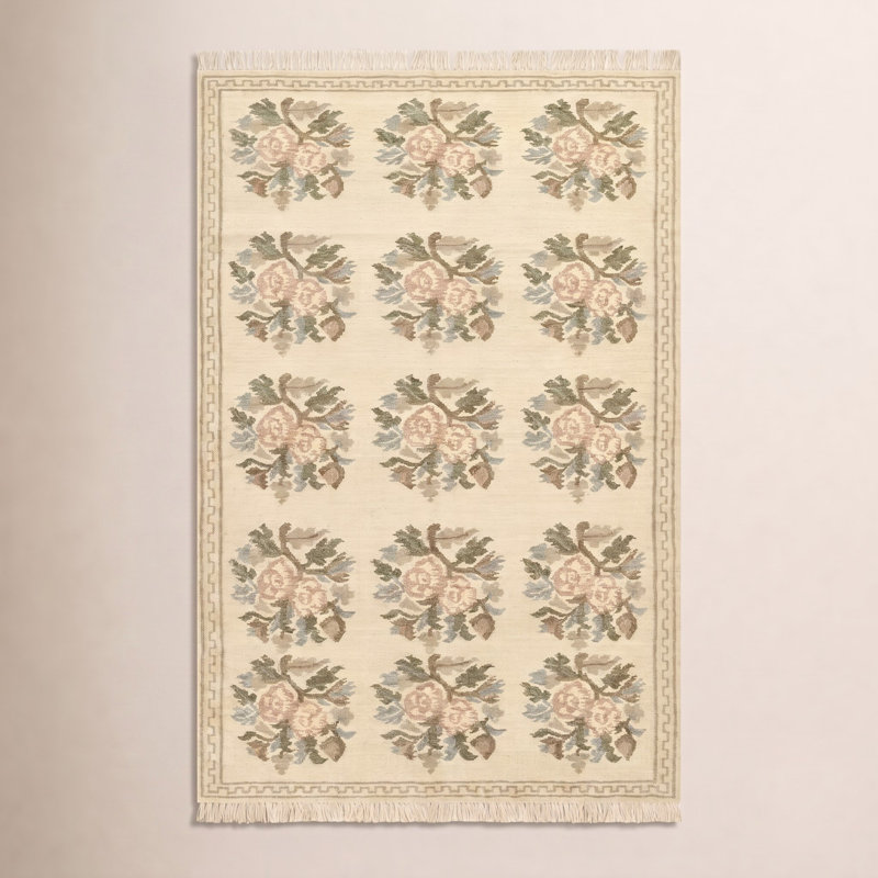 Tapis ivoire en laine et en coton tissé à la main Momeni Florence 9 pi x 12 pi, 9' x 12'