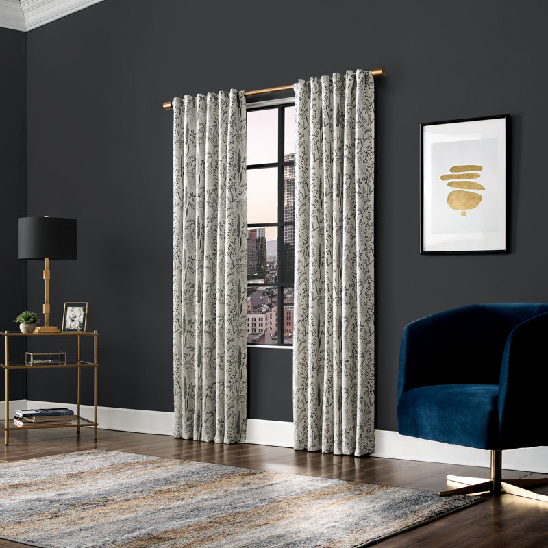 Aubrey Shimmering Floral Blackout Curtain Panel