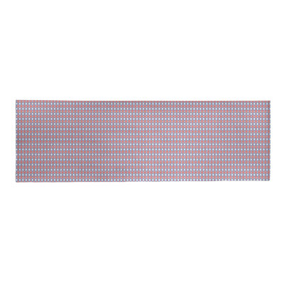 Tapis rose/bleu zone fait main géométrique