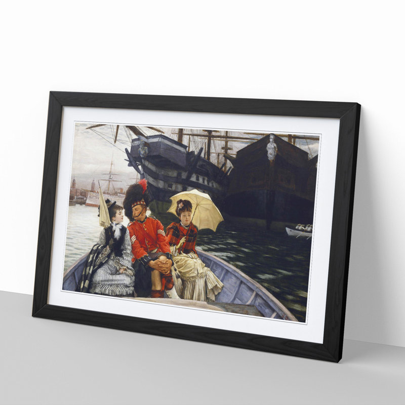 Portsmouth Dockyard by James Tissot - Picture Frame Painting, 27cm H x 36cm W x 2cm D, Black Framed