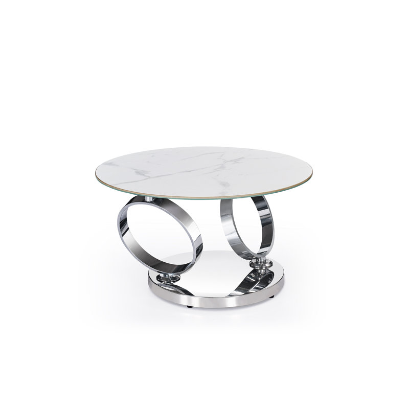 Table basse à piédestal Stephanne, Argent, Blanc