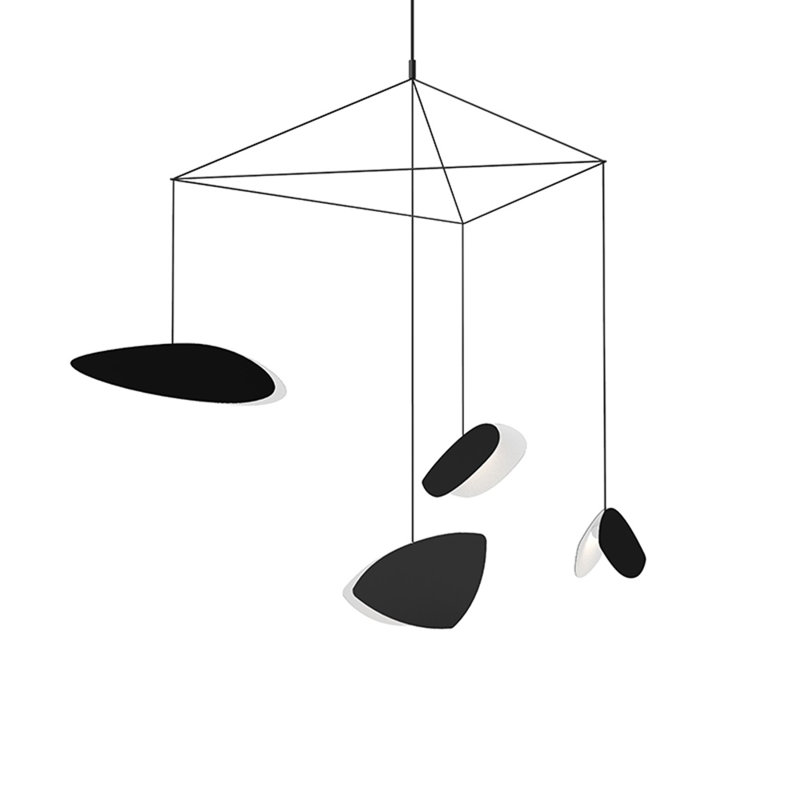 Papillons 4 - Light Satin Black LED Unique/Statement Pendant, Satin Black
