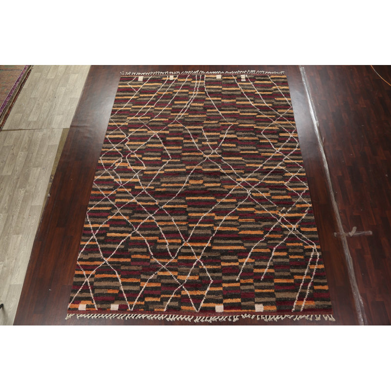 Tapis multicolore en laine noué à la main 9 pi 2 po x 12 pi 5 po One-of-a-Kind