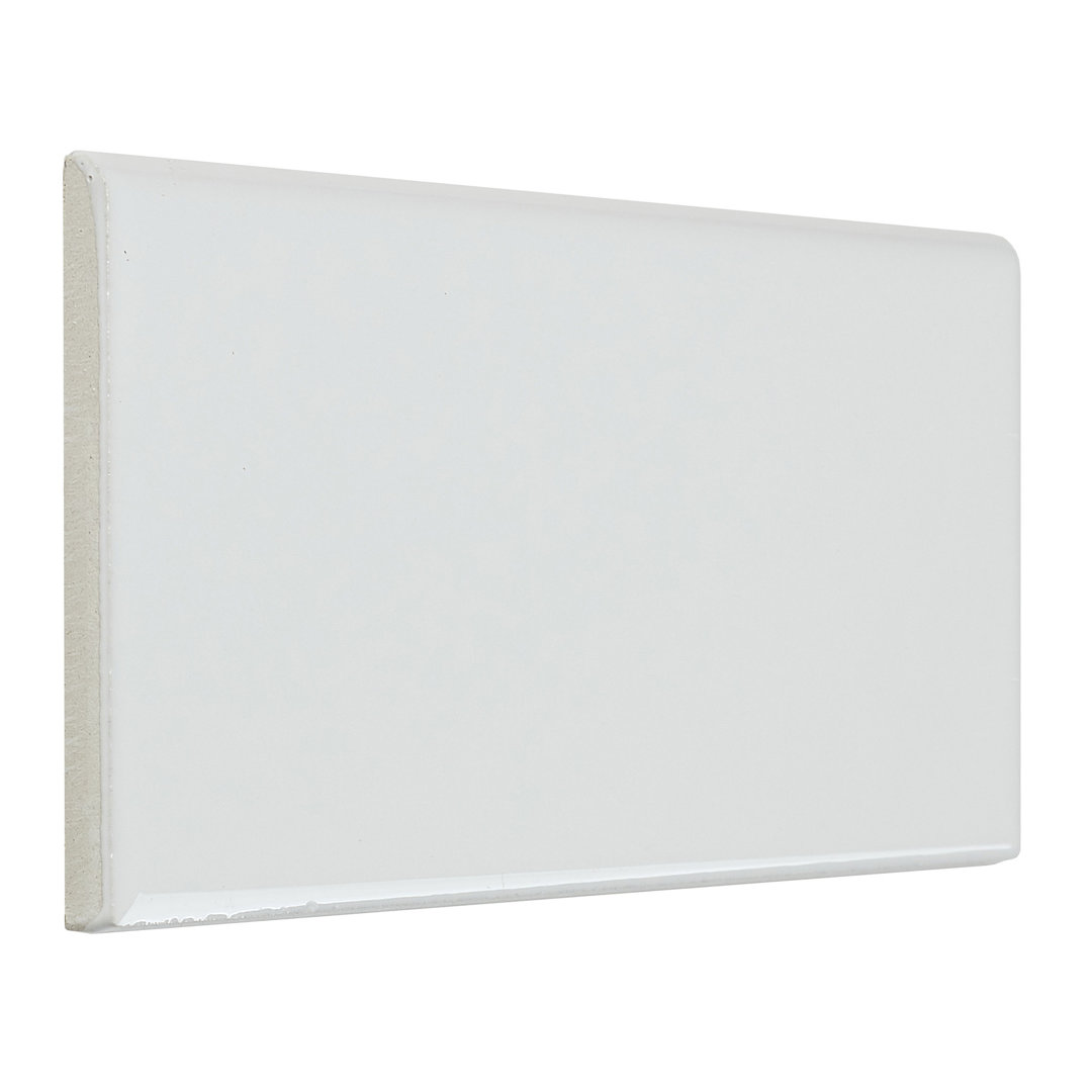 Guilford 6" x 3" Ceramic Bullnose Tile Trim in White Itona Tile 