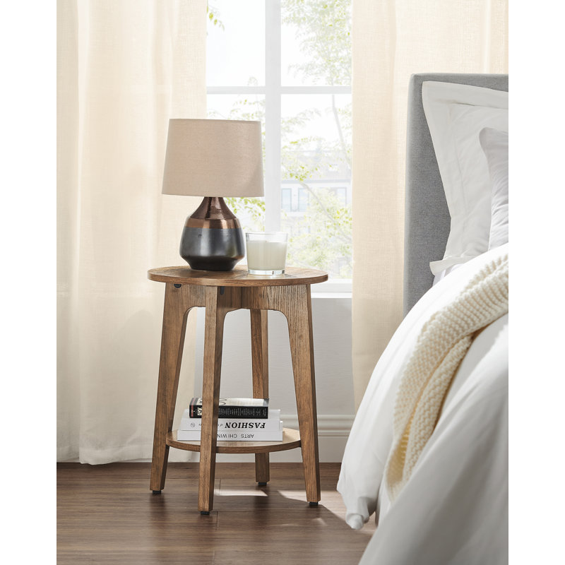 Alessandro Four Leg Round Side Table, Rustic Walnut