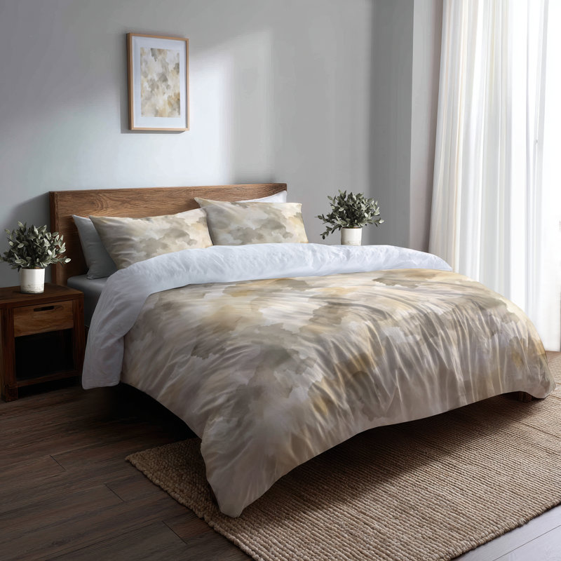 Ensemble de literie abstraite de 6 - brume chaude orange avec taies décoratives et coussins décoratifs