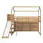 Lit mezzanine simple en bois avec glissoire, tablettes de rangement et rampe d'escalade, couleur bois-1027595175