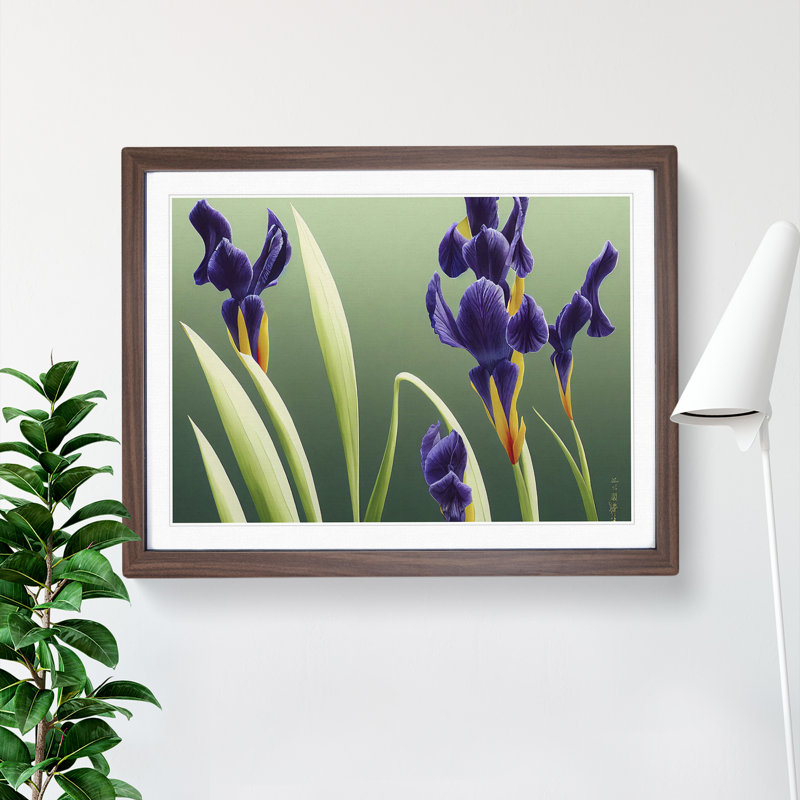 Shimmering Iris Flowers - Framed Print, 25cm H x 34cm W x 2cm D, Walnut