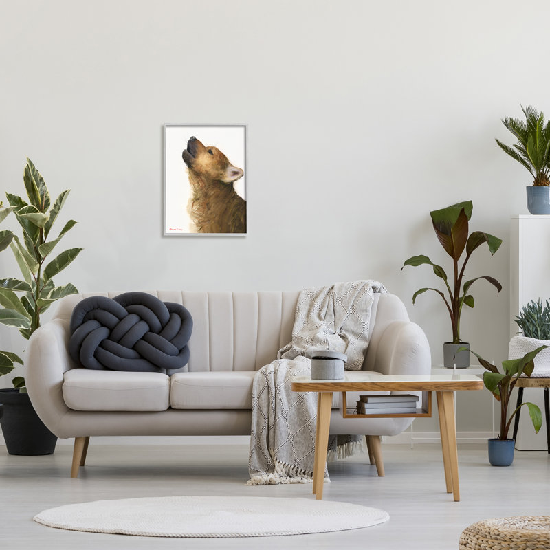 Howling Brown Dog Portrait, L 16 po x H 20 po, Estampe numérique Farmhouse