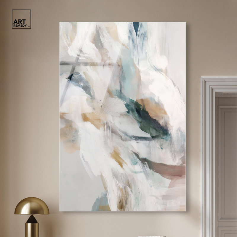 «Whispering Colors II», art abstrait vert par Art Remedy, prêt à être accroché, H 54 po x l 36 po