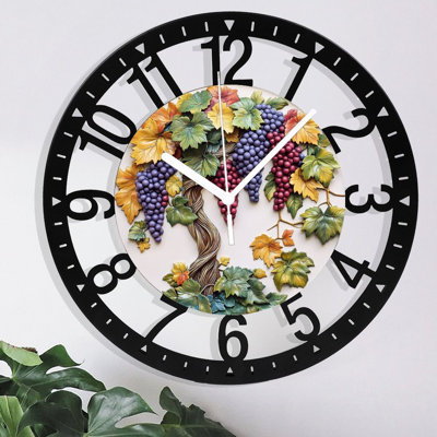 Horloge murale en métal pour le salon - Chemin forestier de 10 po bordé de fleurs silencieuses, fonctionnant à piles, horloges antiques pour maison de campagne, chambre à coucher, cuisine - chiffres arabes