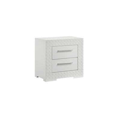 Table de chevet 2 avec finition blanche et rangement spacieux pour la chambre à coucher en laque haute