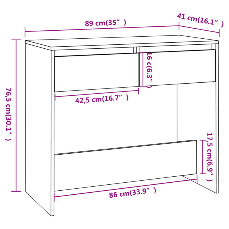 Isaish Console Table, 76.5cm H x 89cm W x 41cm D, Concrete Grey
