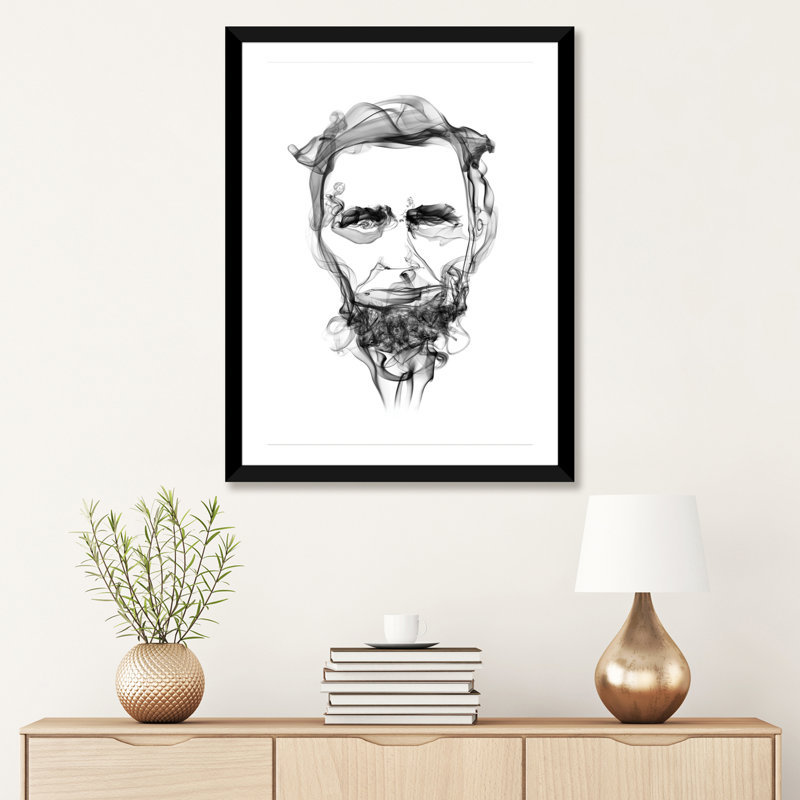 «Abraham Lincoln», reproduction, H 32 po x l 24 po x P 1 po, Papier beaux-arts encadré noir