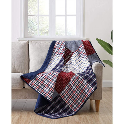 Washed Cotton Quilted Patchwork Throw Blanket, 50" x 70"