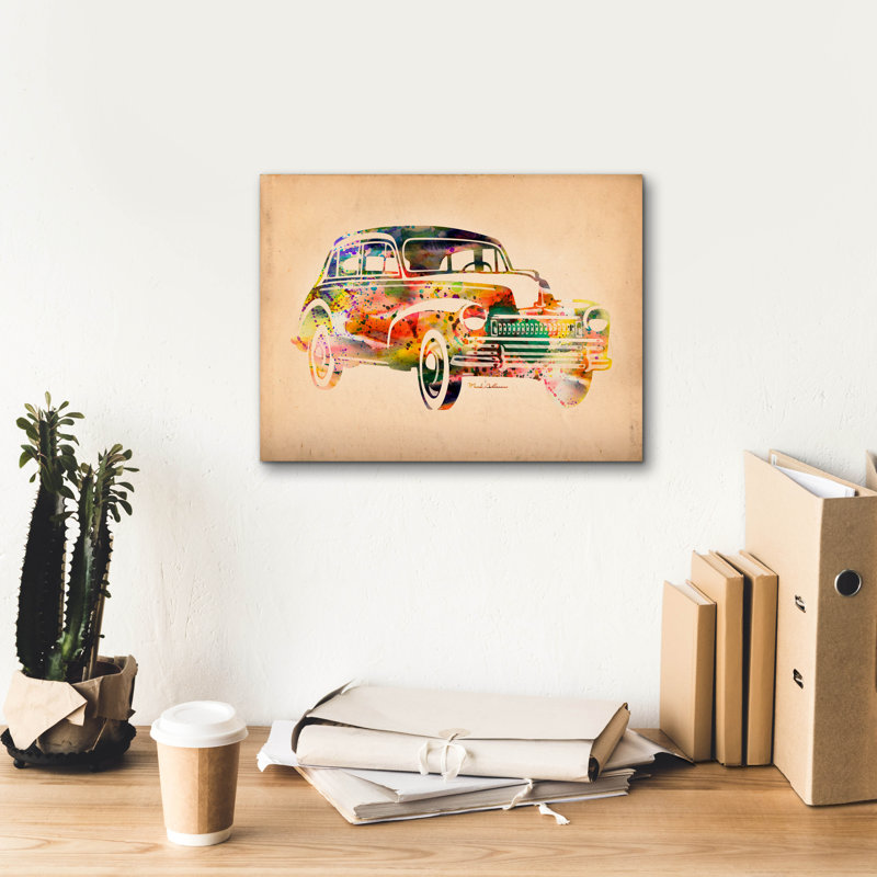 «Folsfagen Car 2» par Mark Ashkenazi, art mural sur toile, H 12 po x l 16 po x P 0,75 po