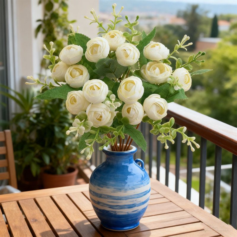2 PCS de fleurs de fantaisie, petites fleurs de fleurs de thé, décoration de bureau de mariage, Blanc