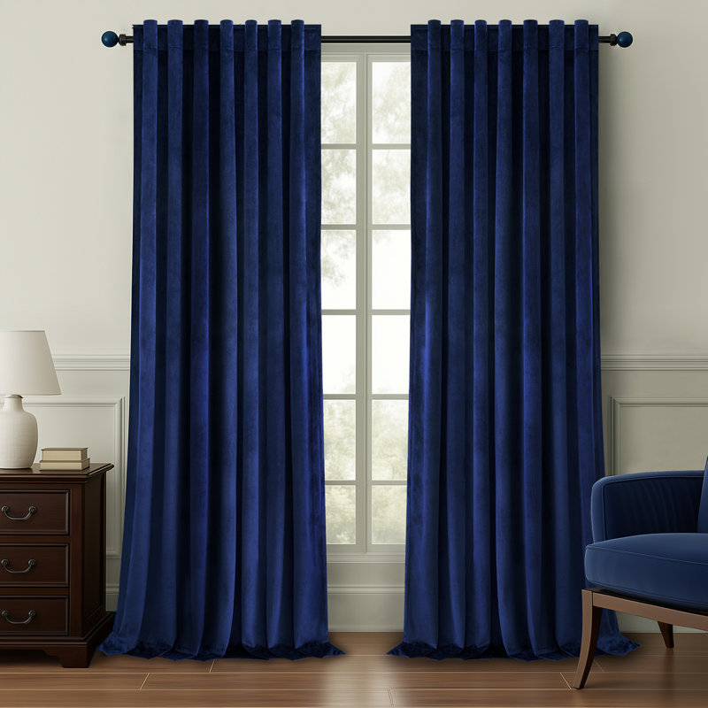 Alicea Velvet 100% Blackout Thermal Curtain Panel , Light Gray, 52" W x 94" L