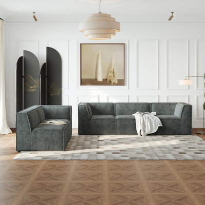 Canapé modulaire en chenille modulaire 106 * 106 ", ensemble de canapé de plancher de luxe, meubles d'intérieur rembourrés, canapé compressé rempli de mousse, combinaison gratuite de 5 pièces