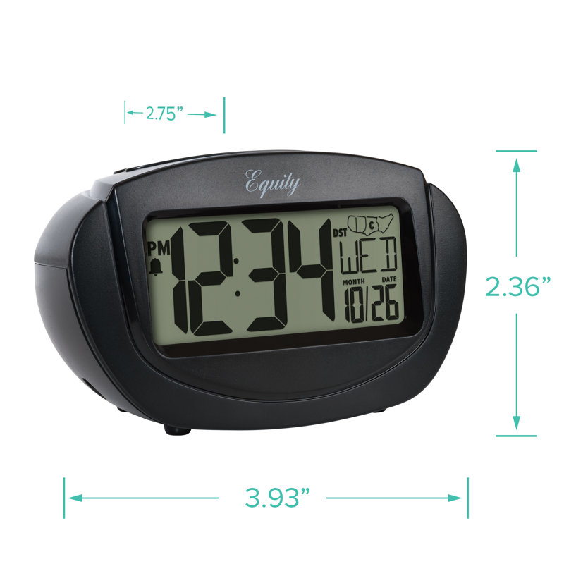 Atomic Tabletop Clock in Black with Alarm