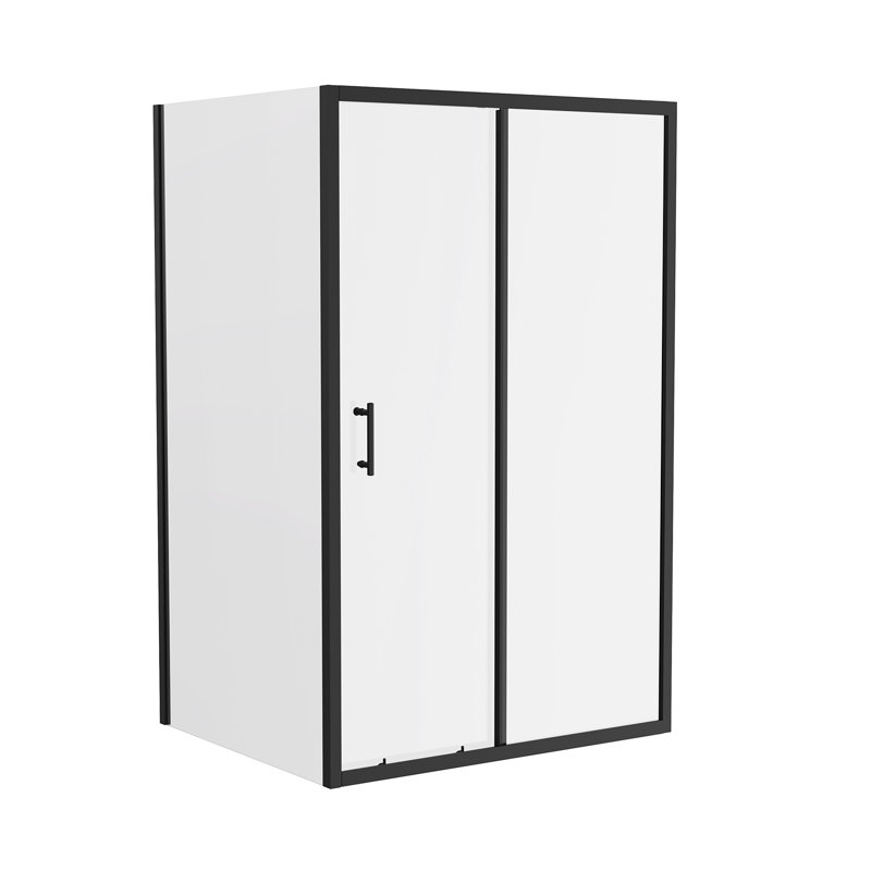 Sharlita Bathroom Shower Enclosure Cubicle Sliding Door with 1000mm Side Panel Screen - 1900 x 1300 mm, Black
