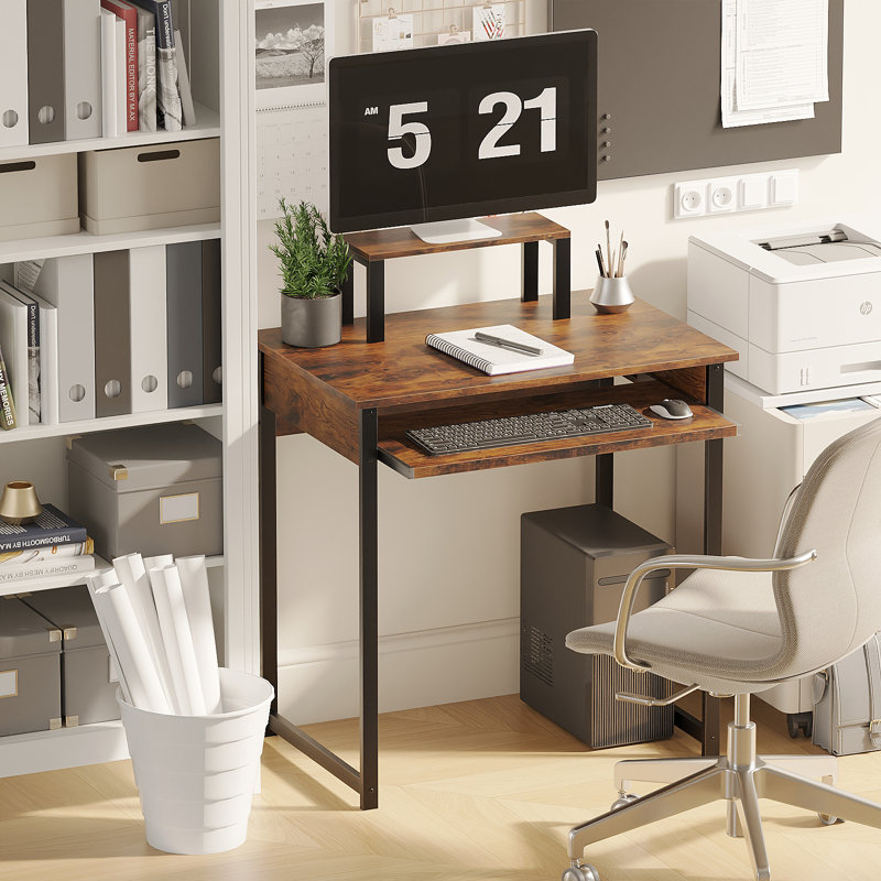 Bureau d'ordinateur 75 cm (29,5 po) pour petits espaces, bureau moderne pour la maison ou le bureau à domicile, support pour écran et plateau pour clavier