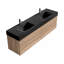 Meuble-lavabo mural 72 po moderne en chêne avec lavabo à surface solide noir mat d'ingénierie, tiroirs souples (36 po * 2)-131320887-131320889