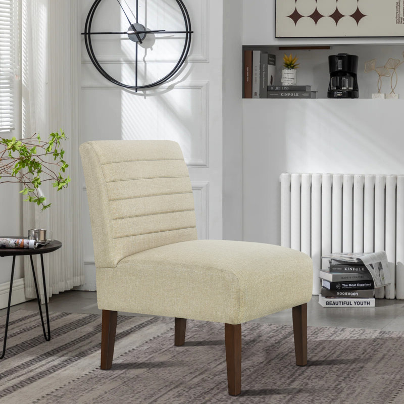Erdfried Upholstered Accent Chair, Beige Polyester
