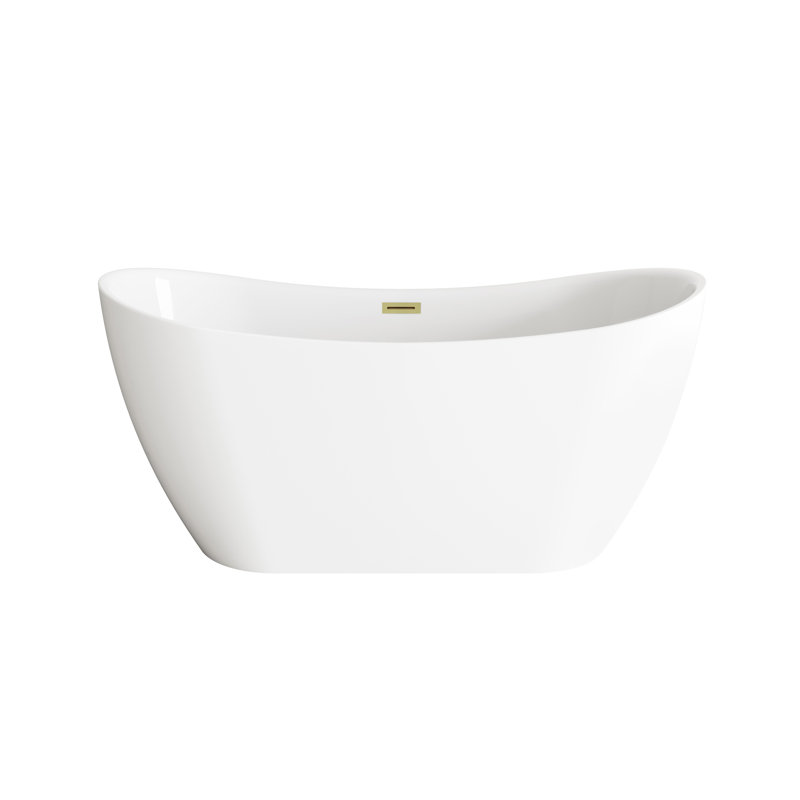 Baignoire 59 po en blanc brillant avec bordure 59 po, Or brossé