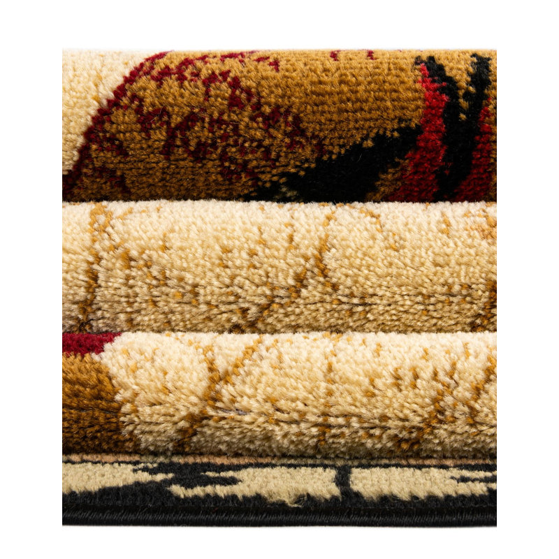 Tapis noir / vert Andersonville, Carré 7 pi 1 po, Cream